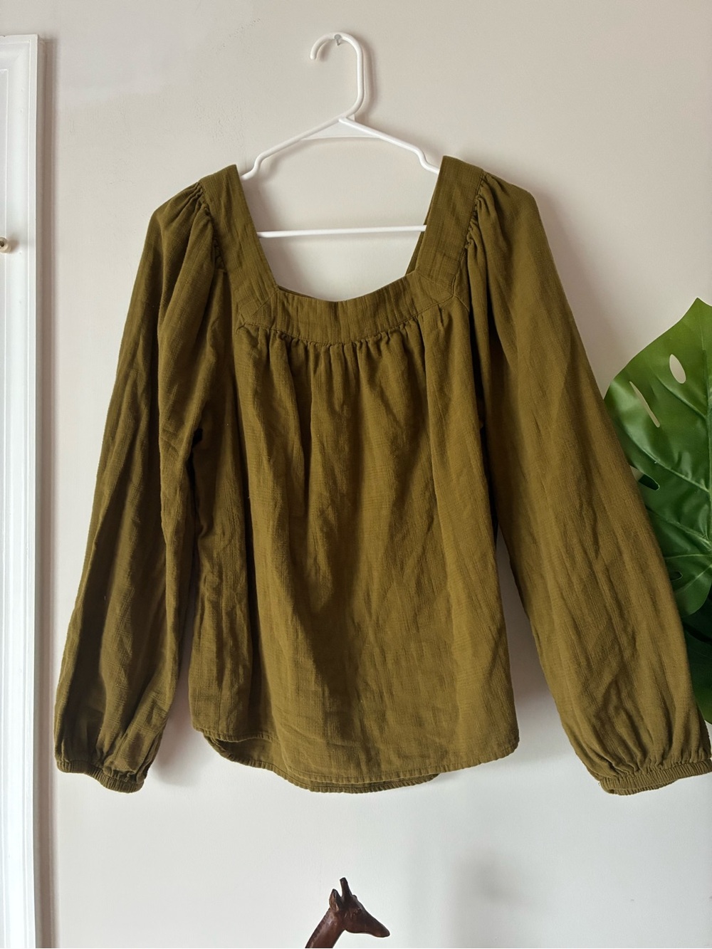 Sonoma Olive Green Square Neck Long Sleeve Women's Top